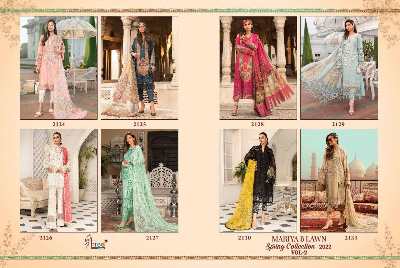 Shree Mariya B Lawn Spring 2022 Vol 2 Catalog Party Wear Cotton Embroidery Pakistani Salwar Suits 