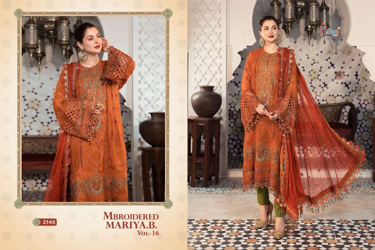 Shree Mbroidered Mariya B Vol 16 Catalog Pakistani Georgette Embroidery Salwar Kameez 