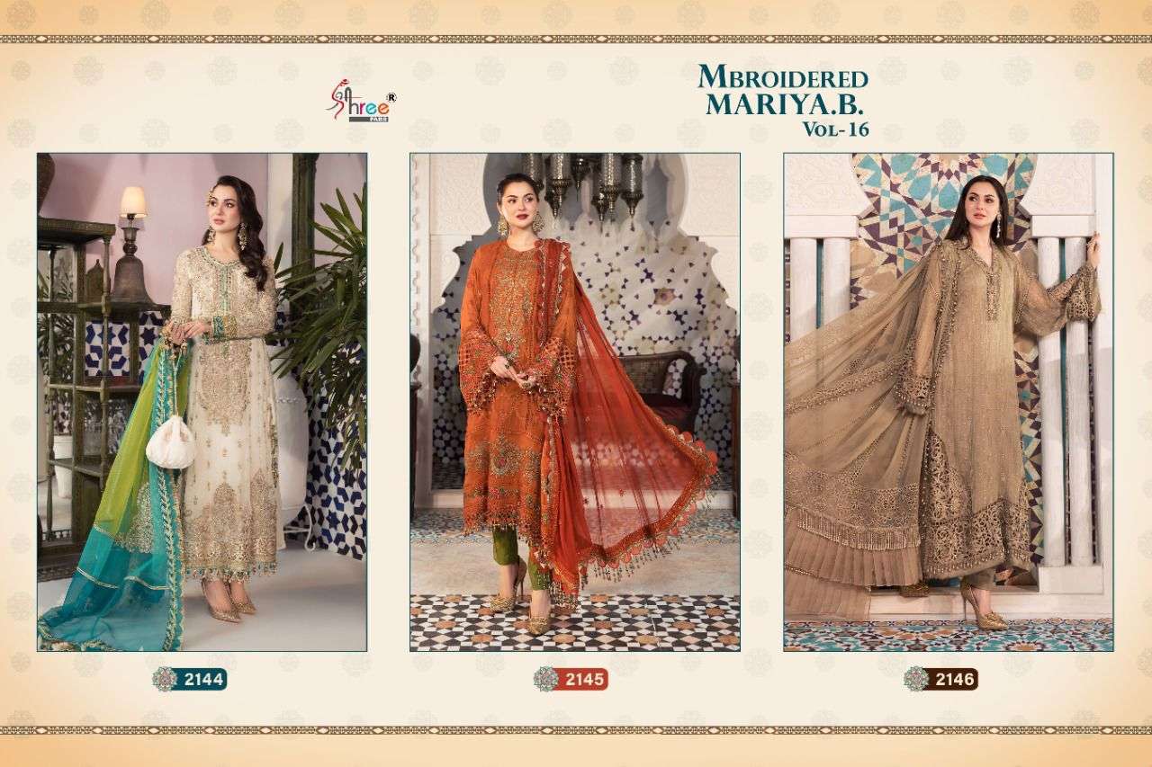 Shree Mbroidered Mariya B Vol 16 Catalog Pakistani Georgette Embroidery Salwar Kameez 
