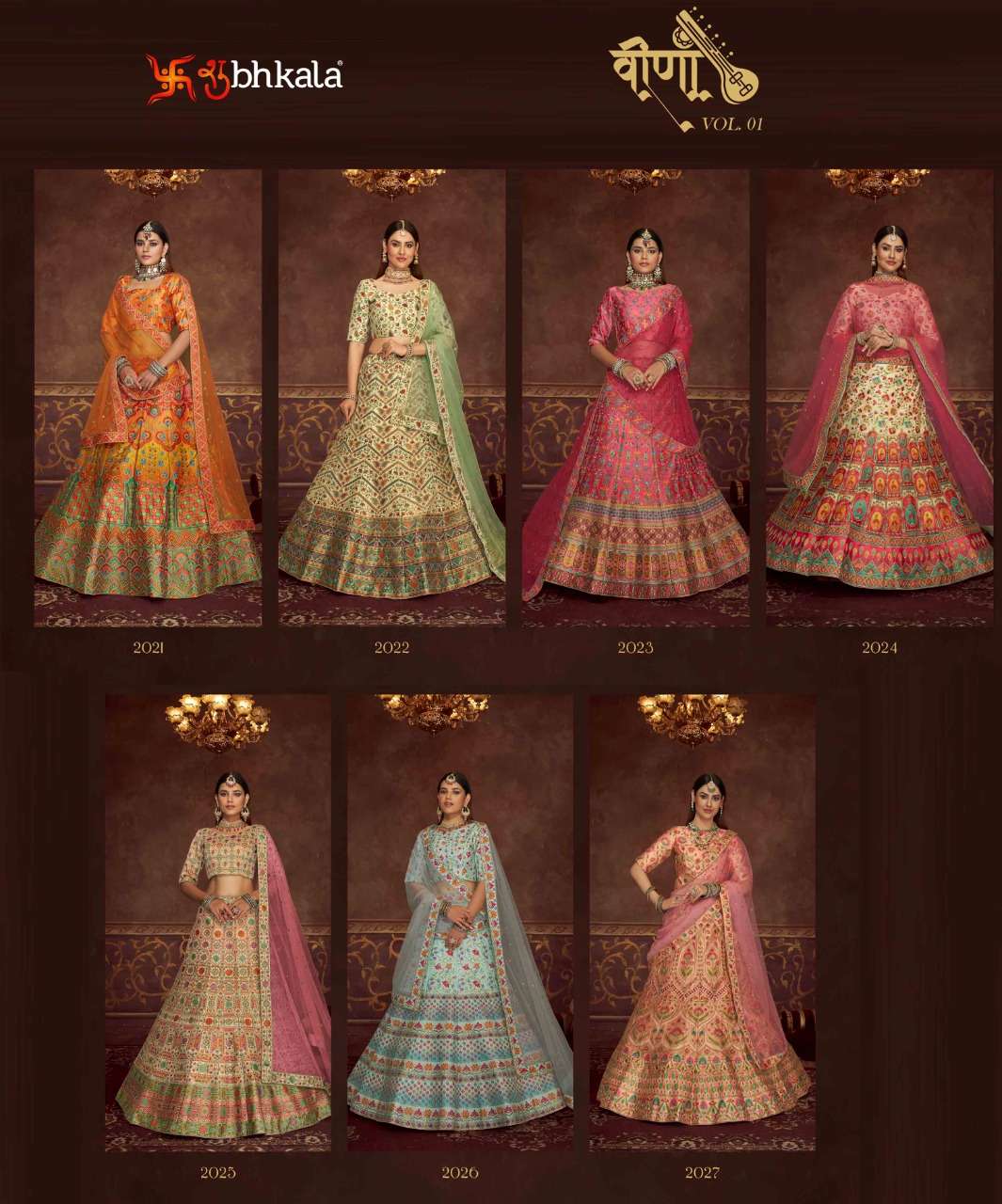 Shubhkala Veena Vol 1 Catalog Exclusive Bridal Wear Semi Stitched Lehenga Choli 
