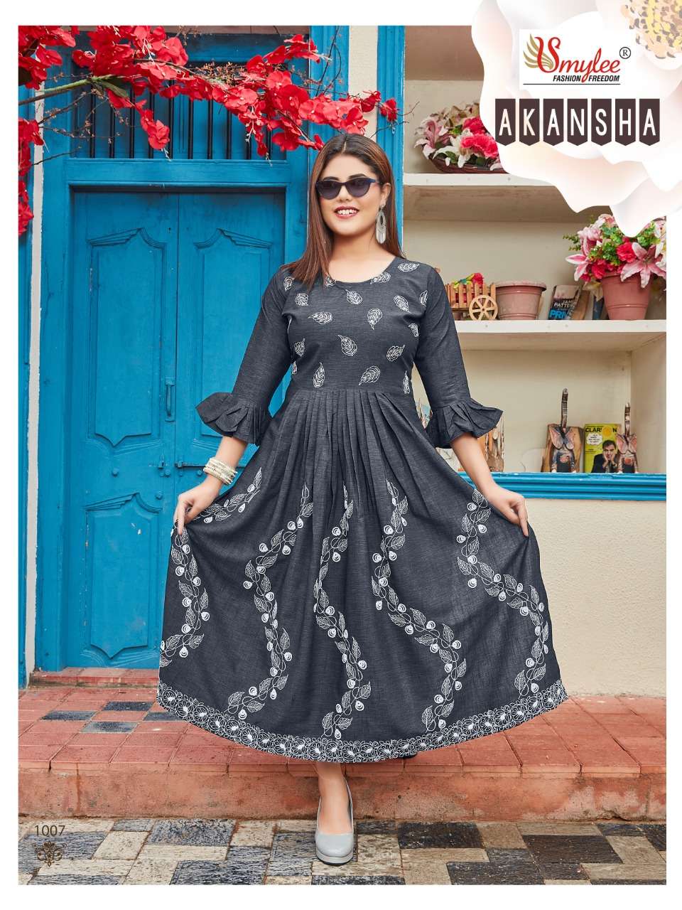 Smylee Akansha Catalog Designer Wear Long Anarkali Kurtis