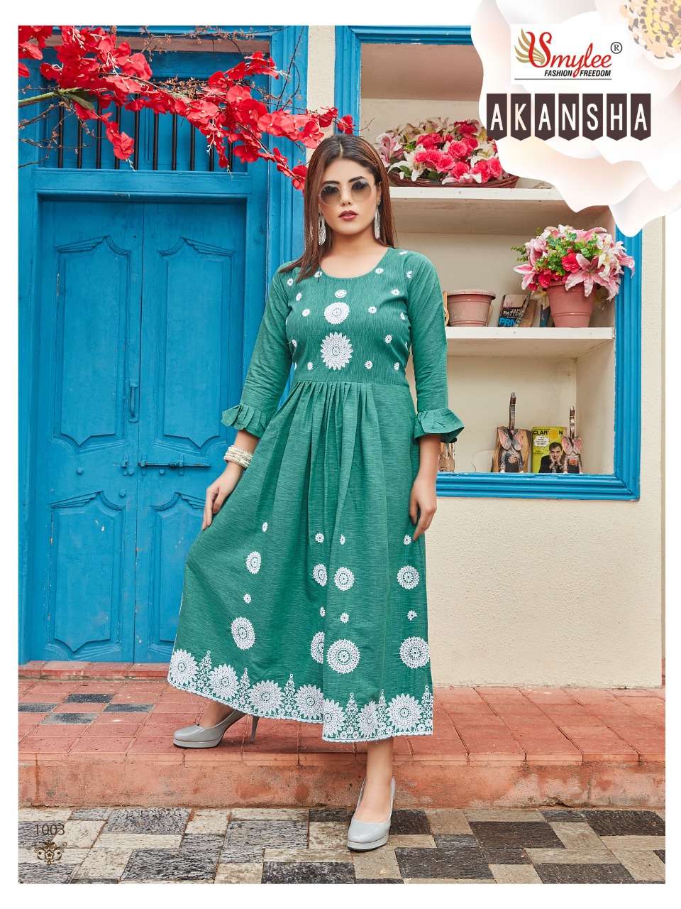 Smylee Akansha Catalog Designer Wear Long Anarkali Kurtis