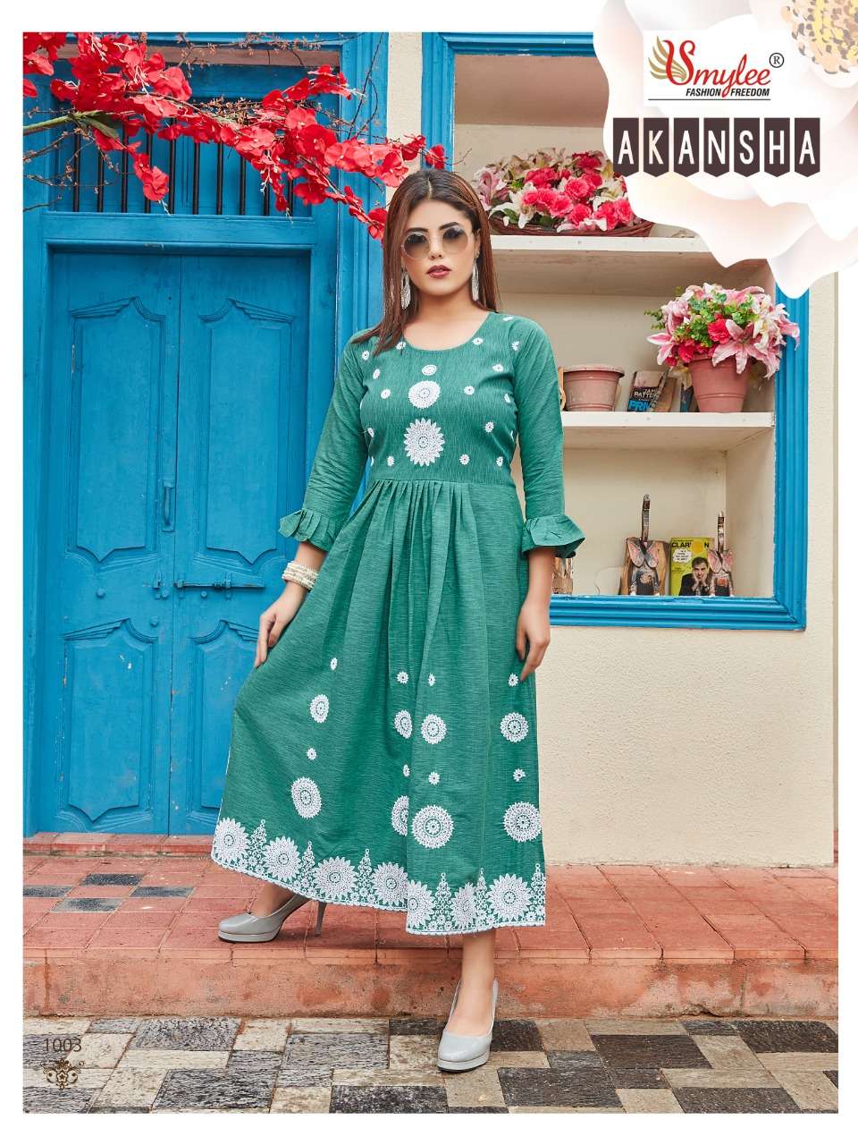 Anouk - By Myntra Kurta For Women Mandarin Collar Sea Green White Checked  Kurta Ready To Wear Cotton Calf Length Designer Kurti Dress For Women's  Yarn-Dyed Straight Regular Kurta - Walmart.com