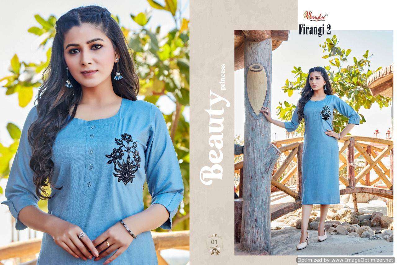 Smylee Firangi Vol 2 Catalog Regular Wear Rayon Embroidery Kurtis 