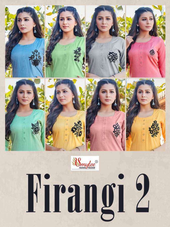 Smylee Firangi Vol 2 Catalog Regular Wear Rayon Embroidery Kurtis 