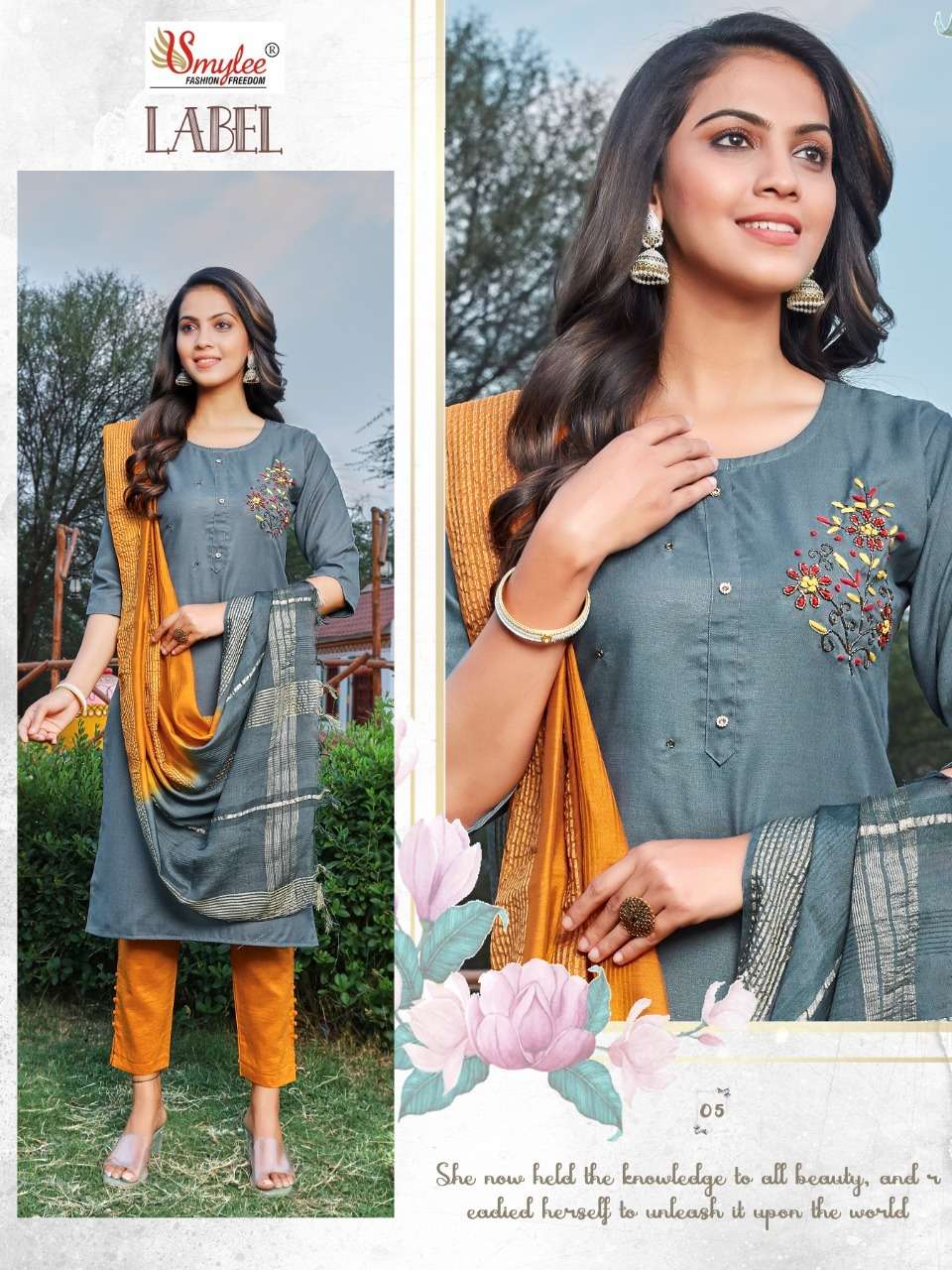 Smylee Label Catalog Exclusive Wear Cotton Readymade Top Bottom Dupatta 