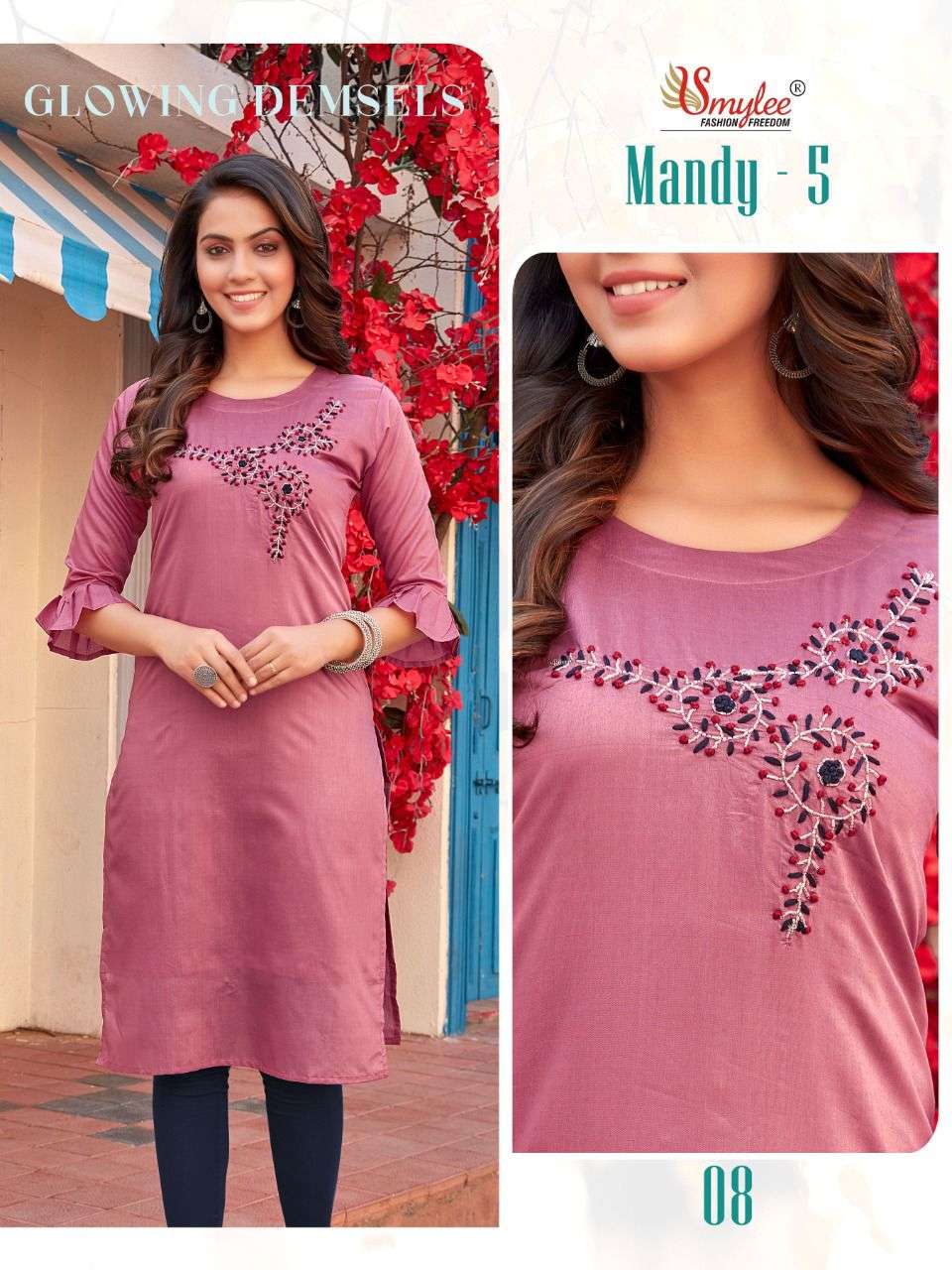 Smylee Mandy Vol 5 Catalog Casual Wear Silk Handwork Kurtis