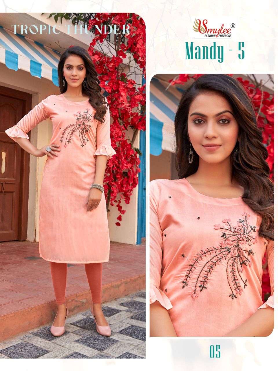 Smylee Mandy Vol 5 Catalog Casual Wear Silk Handwork Kurtis