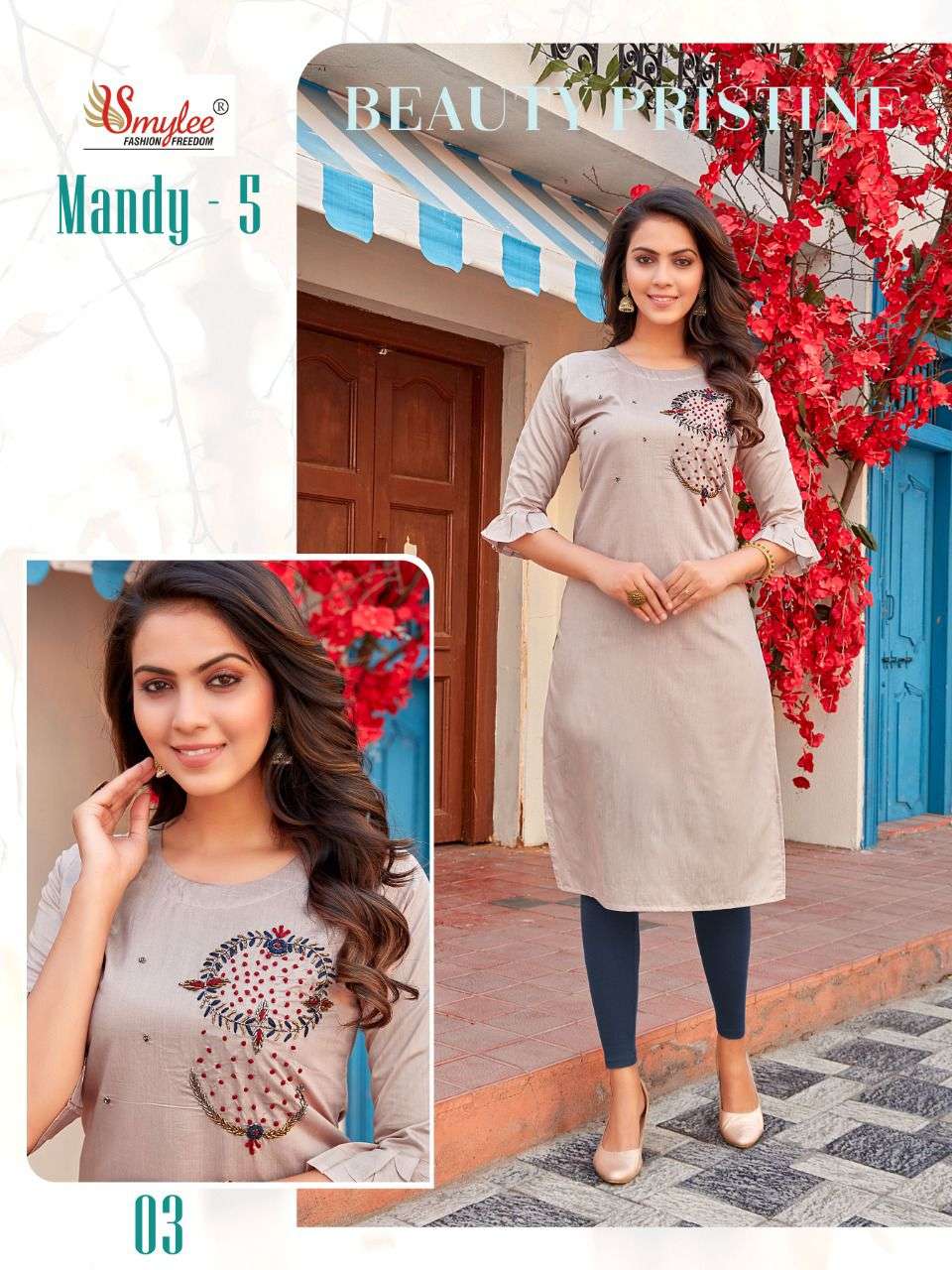 Smylee Mandy Vol 5 Catalog Casual Wear Silk Handwork Kurtis