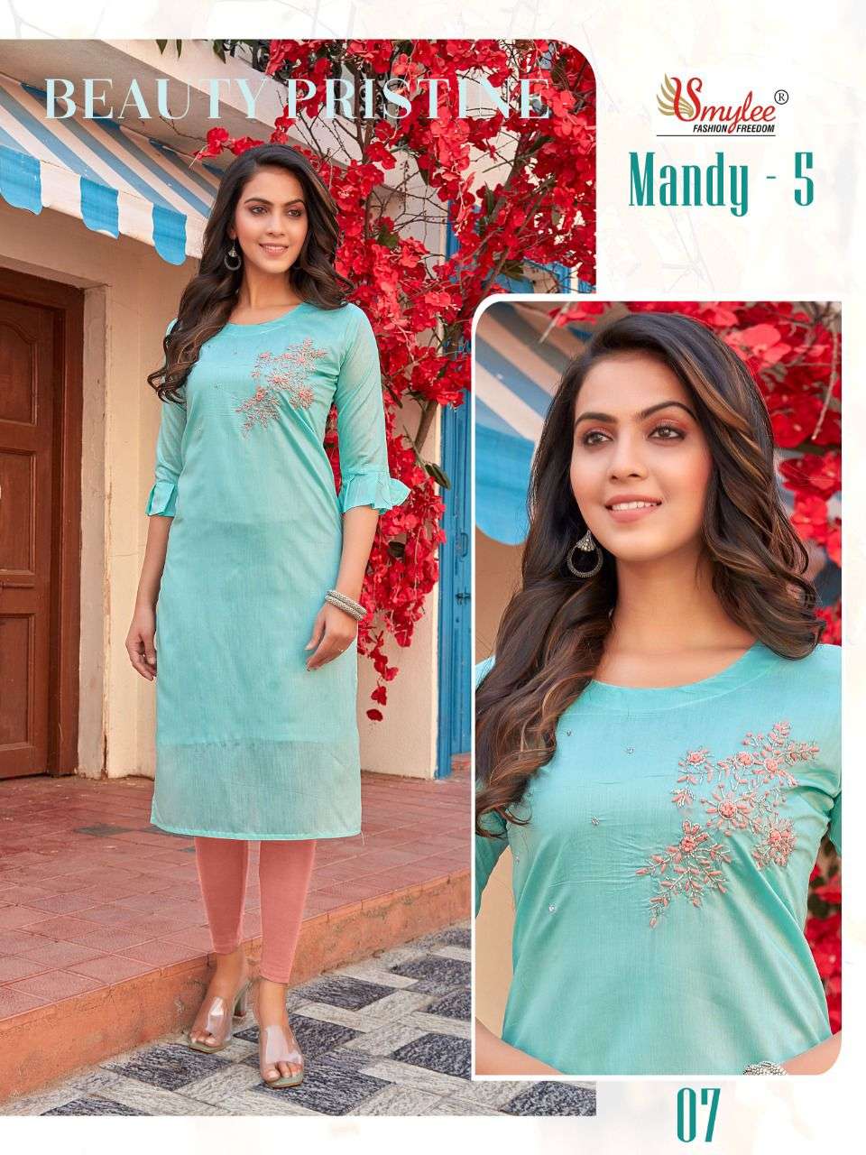 Smylee Mandy Vol 5 Catalog Casual Wear Silk Handwork Kurtis