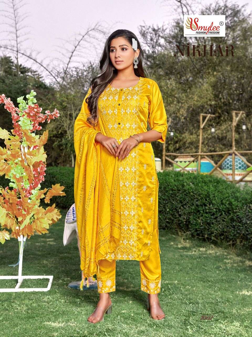 Smylee Nikhar Catalog Ethnic Wear Readymade Top Bottom Dupatta