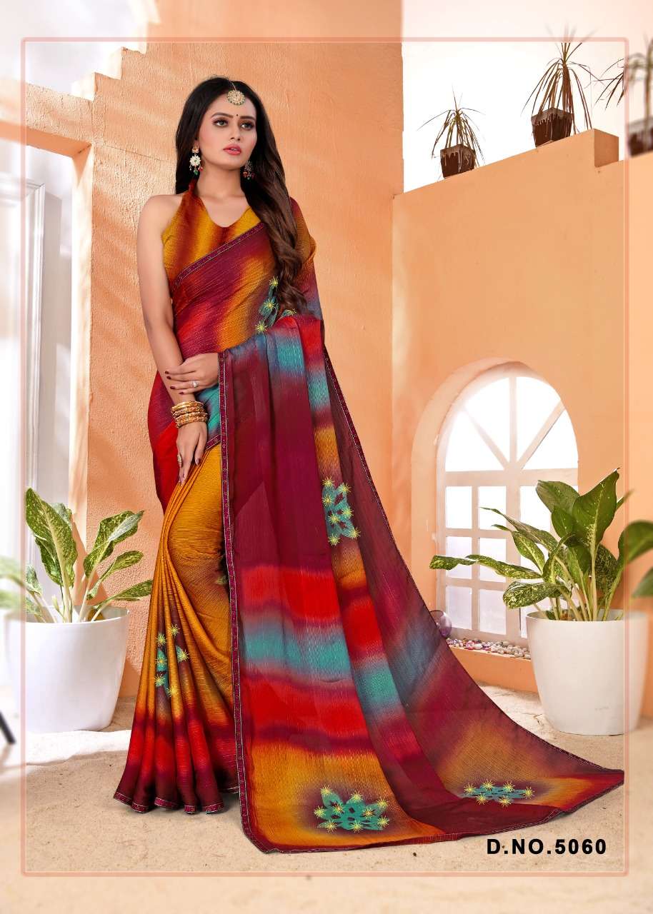 Suhane Pal Catalog Regular Wear Chiffon Hand Printed Sarees
