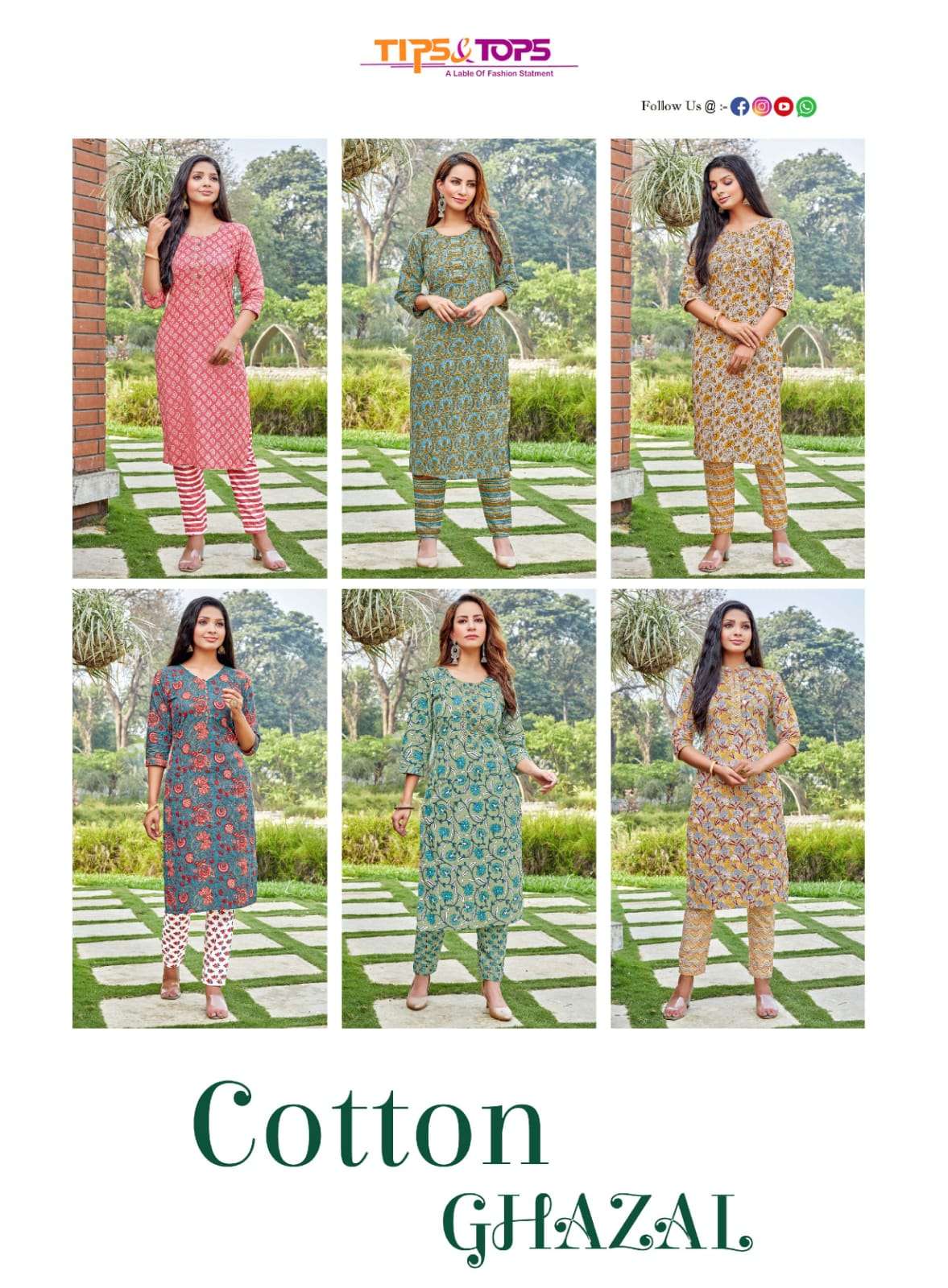 Tips & Tops Cotton Ghazal Catalog Regular Wear Cotton Kurti With Pent 