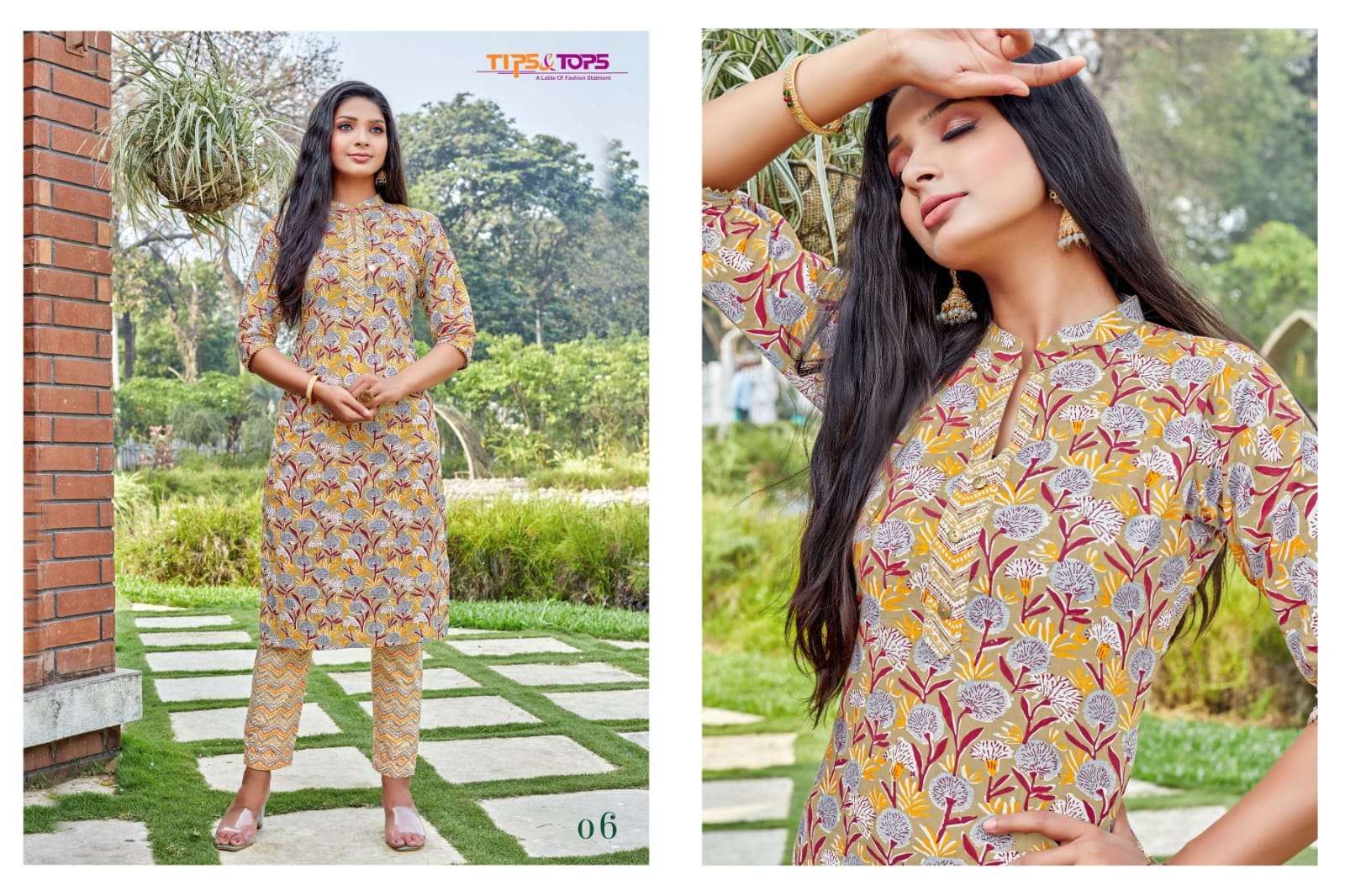 Tips & Tops Cotton Ghazal Catalog Regular Wear Cotton Kurti With Pent 