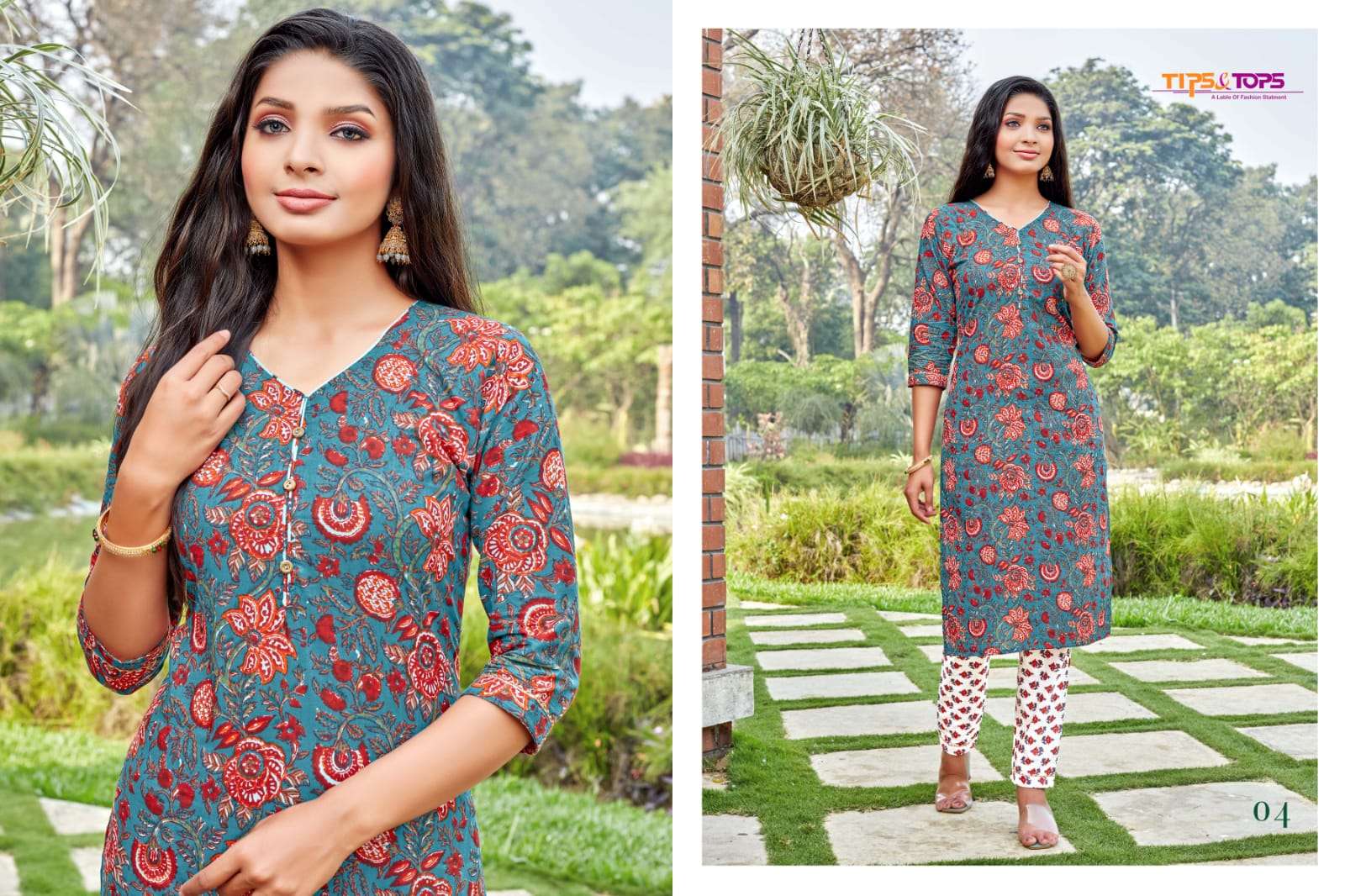 Tips & Tops Cotton Ghazal Catalog Regular Wear Cotton Kurti With Pent 