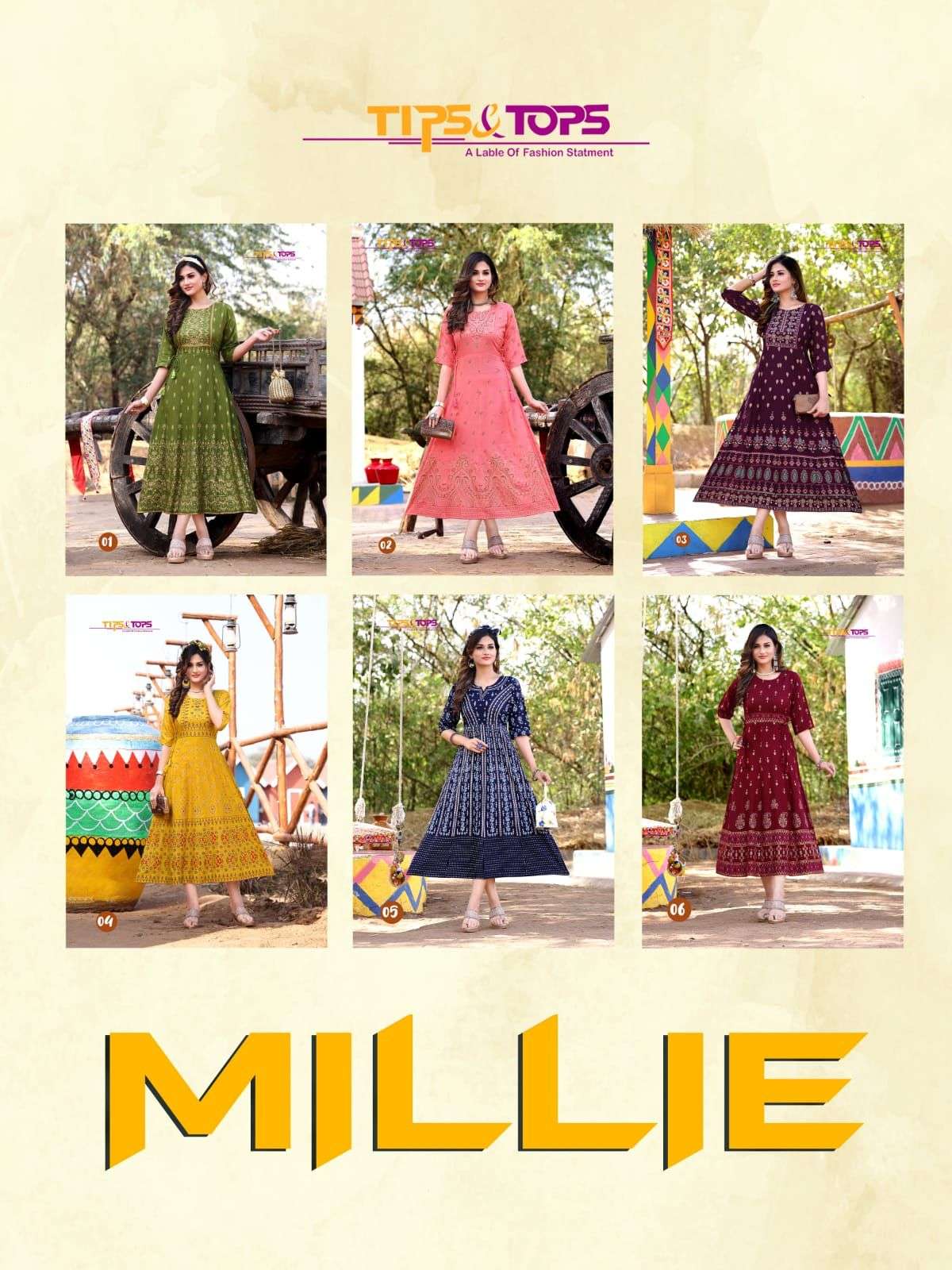 Tips & Tops  Millie Catalog Party Wear Fancy Long Gowns