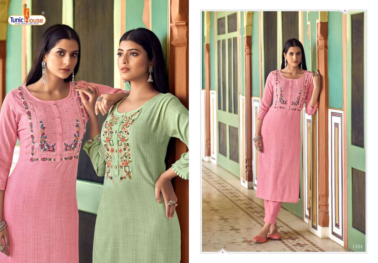Tunic House Cloud Catalog Fancy Wear Viscose Rayon Handwork Kurtis 