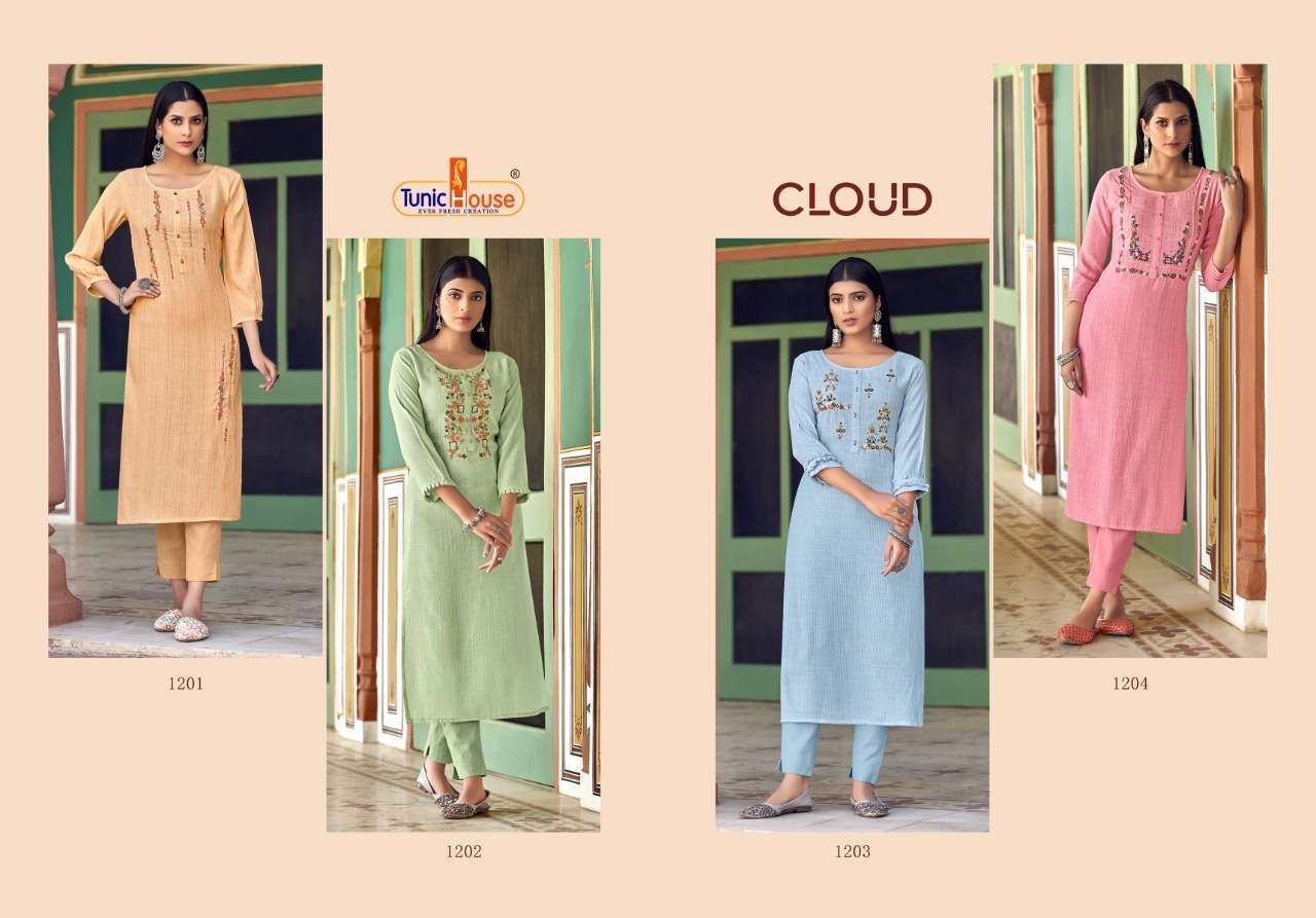 Tunic House Cloud Catalog Fancy Wear Viscose Rayon Handwork Kurtis 