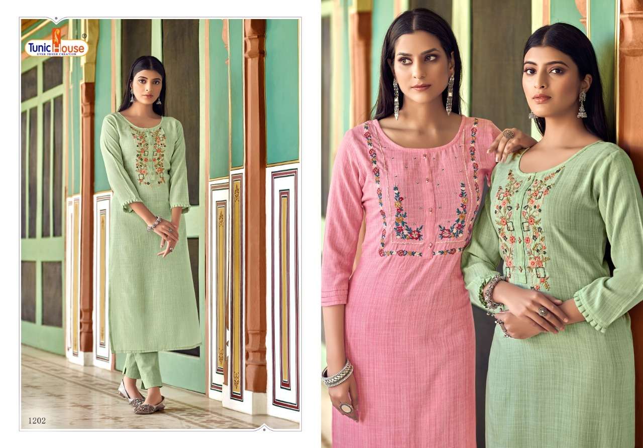 Tunic House Cloud Catalog Fancy Wear Viscose Rayon Handwork Kurtis 