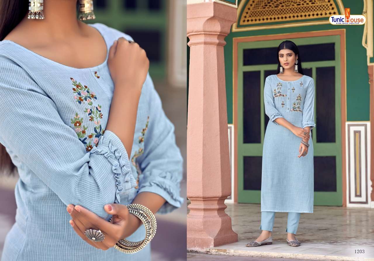 Tunic House Cloud Catalog Fancy Wear Viscose Rayon Handwork Kurtis 