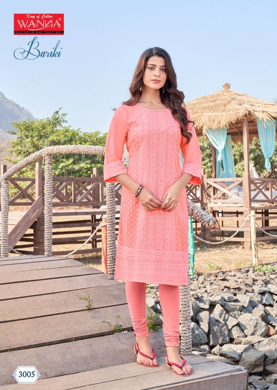 Wanna Bariki Vol 3 Catalog Fancy Wear Chikan Work Kurtis  