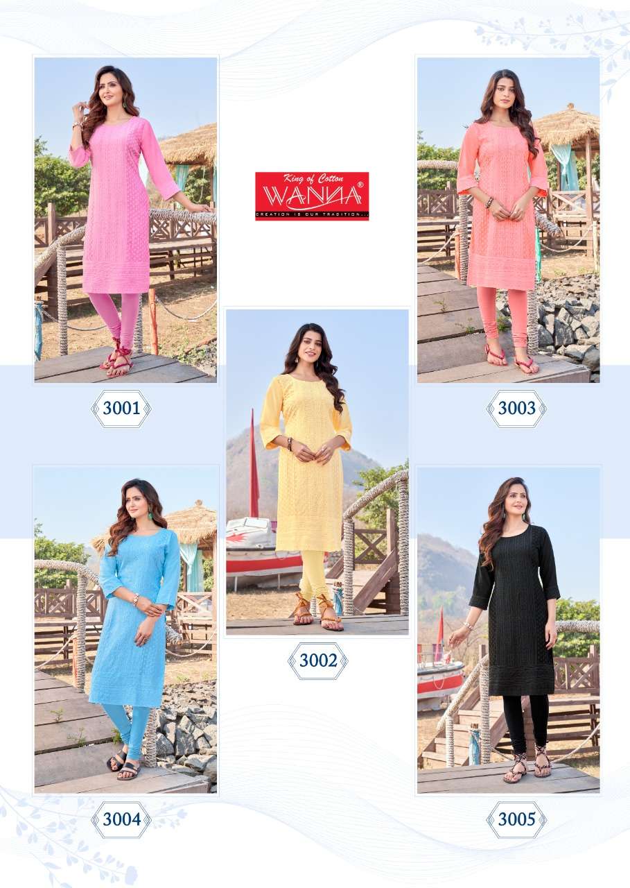 Wanna Bariki Vol 3 Catalog Fancy Wear Chikan Work Kurtis  
