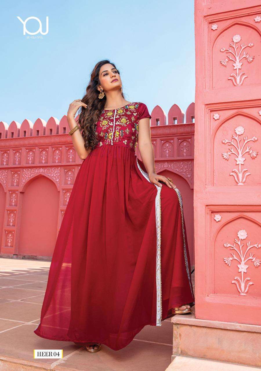 Wanna Heer Catalog Fancy Wear Readymade Long Anarkali Gowns 