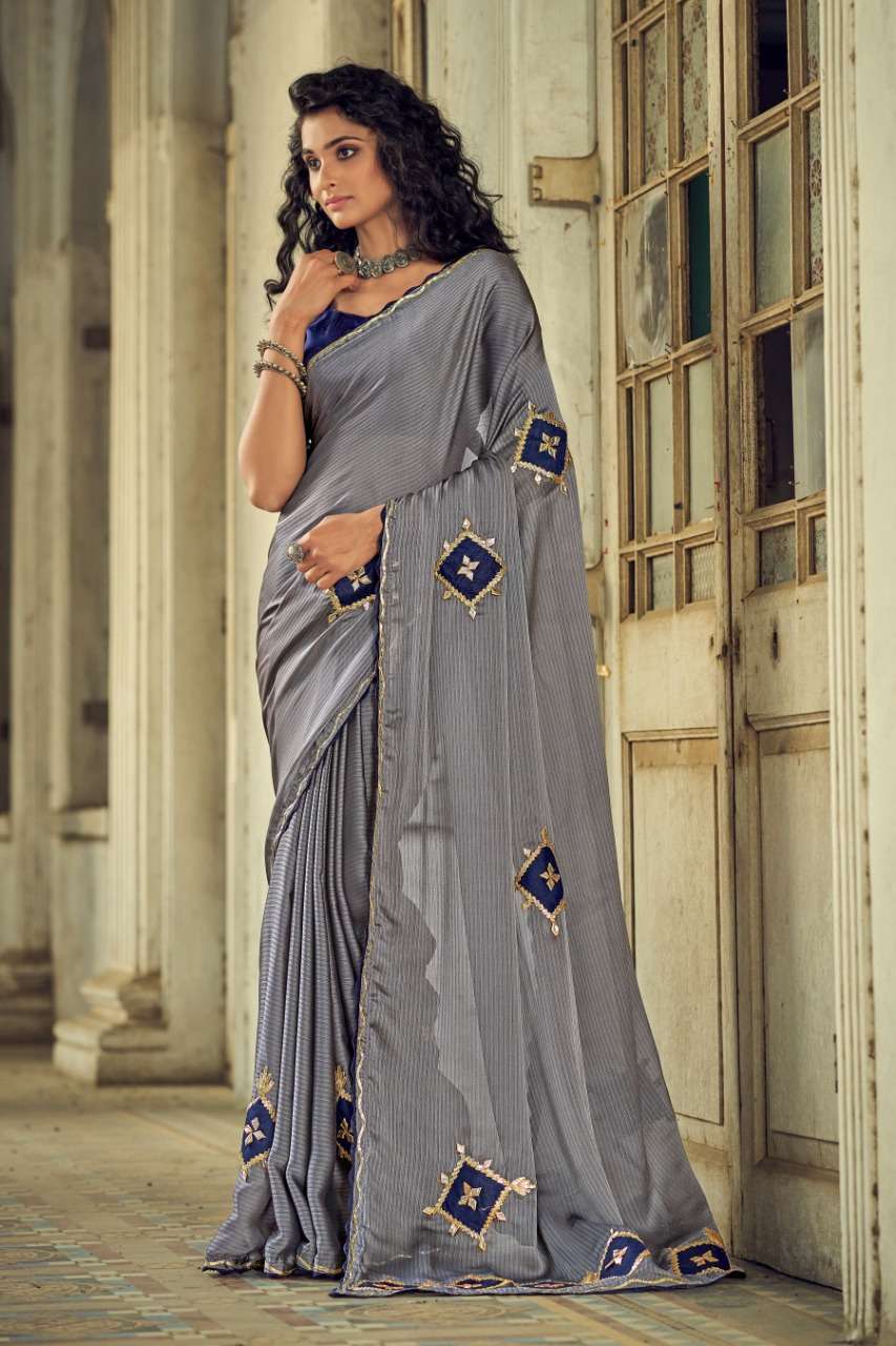 Ynf Khrisha Chiffon Catalog Traditional Wear Chiffon Embroidery Work Saree Wholesale Rate In Surat 