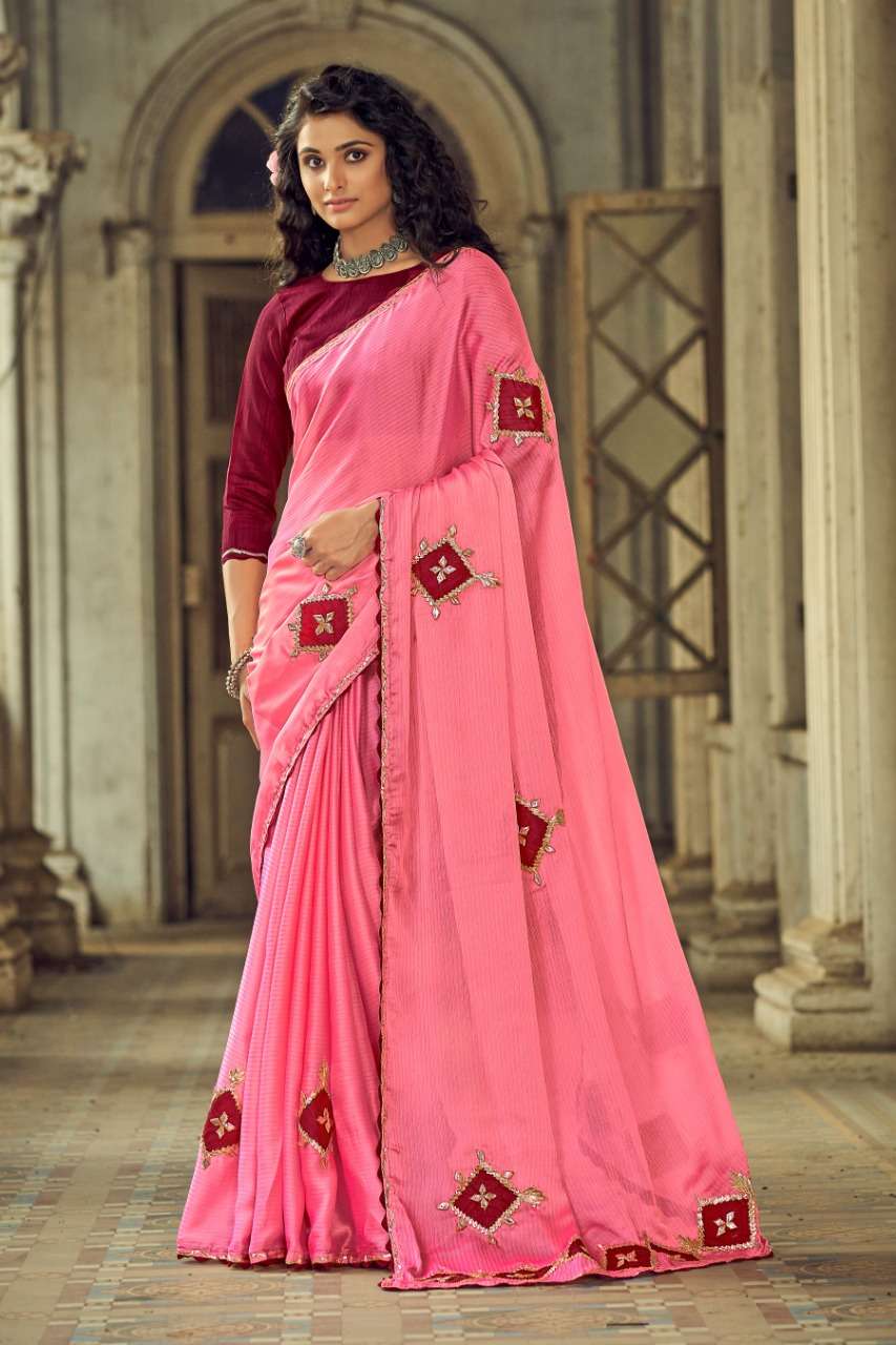 Ynf Khrisha Chiffon Catalog Traditional Wear Chiffon Embroidery Work Saree Wholesale Rate In Surat 