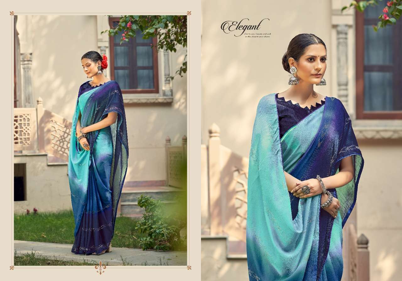 Ynf Shein Swarovski Catalog Stylish Party Wear Moss Chiffon Sarees 