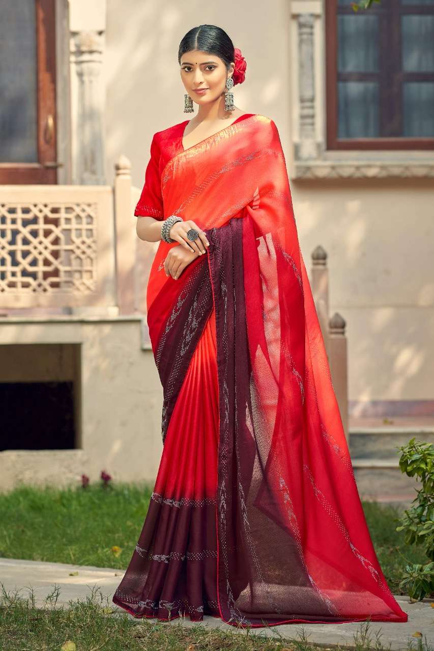 Ynf Shein Swarovski Catalog Stylish Party Wear Moss Chiffon Sarees 