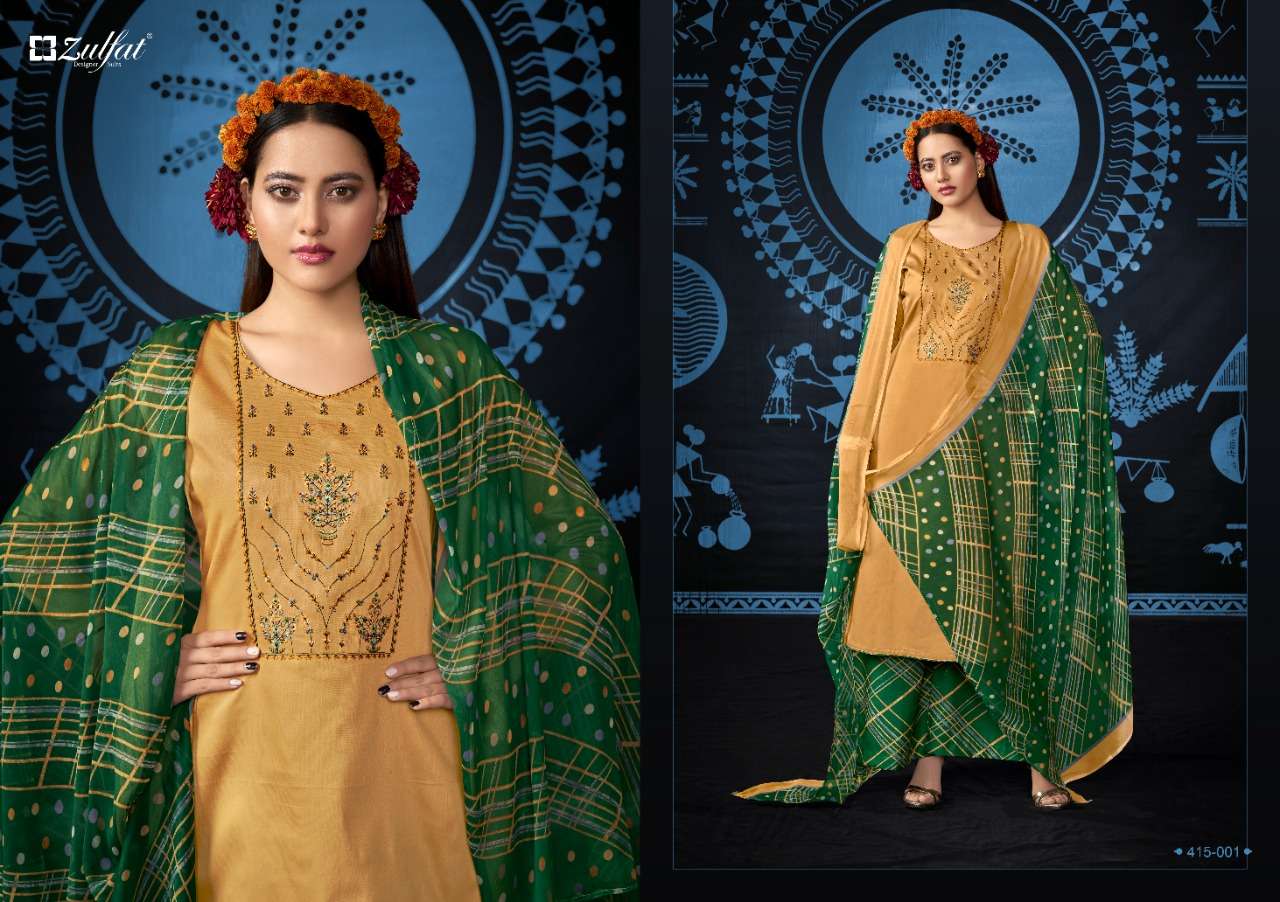 Zulfat Mandakini Catalog Festive Wear Jam Cotton Embroidery Dress Materials 