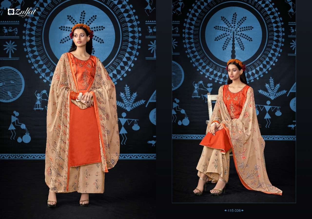 Zulfat Mandakini Catalog Festive Wear Jam Cotton Embroidery Dress Materials 