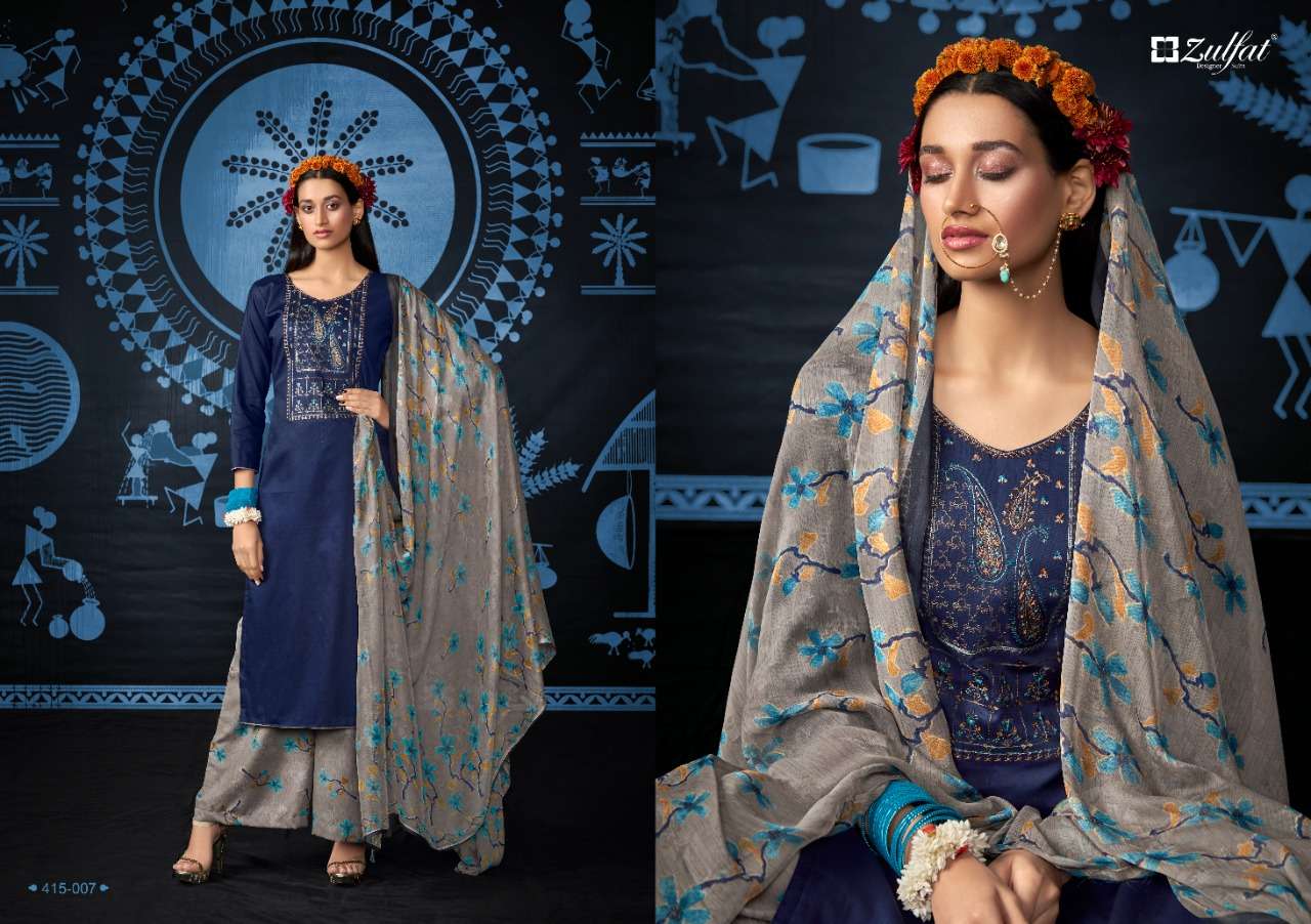 Zulfat Mandakini Catalog Festive Wear Jam Cotton Embroidery Dress Materials 