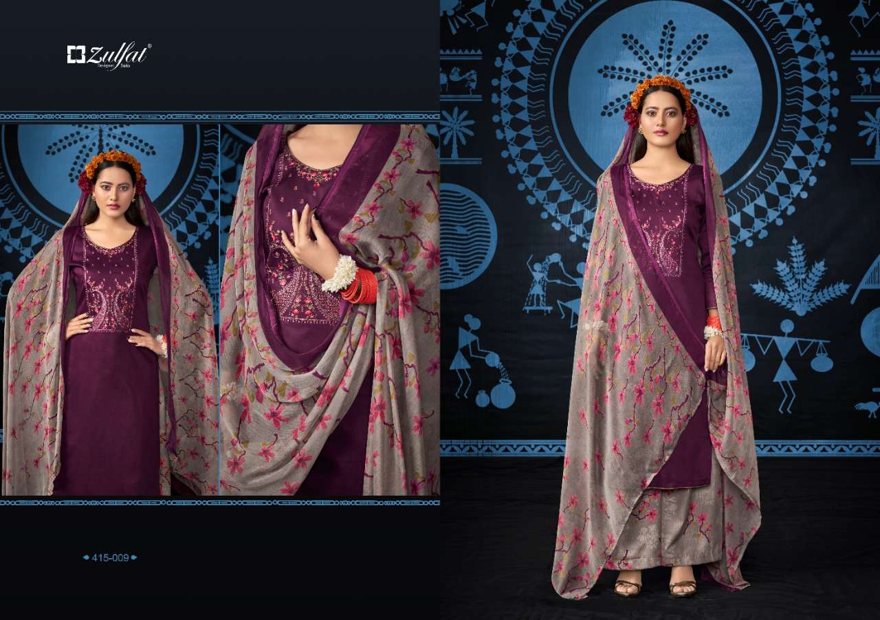 Zulfat Mandakini Catalog Festive Wear Jam Cotton Embroidery Dress Materials 