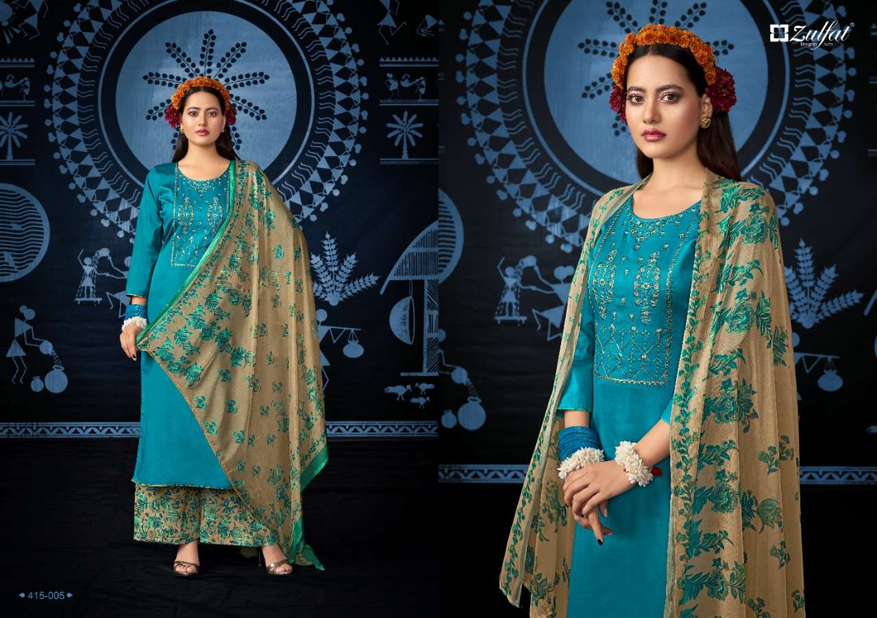 Zulfat Mandakini Catalog Festive Wear Jam Cotton Embroidery Dress Materials 