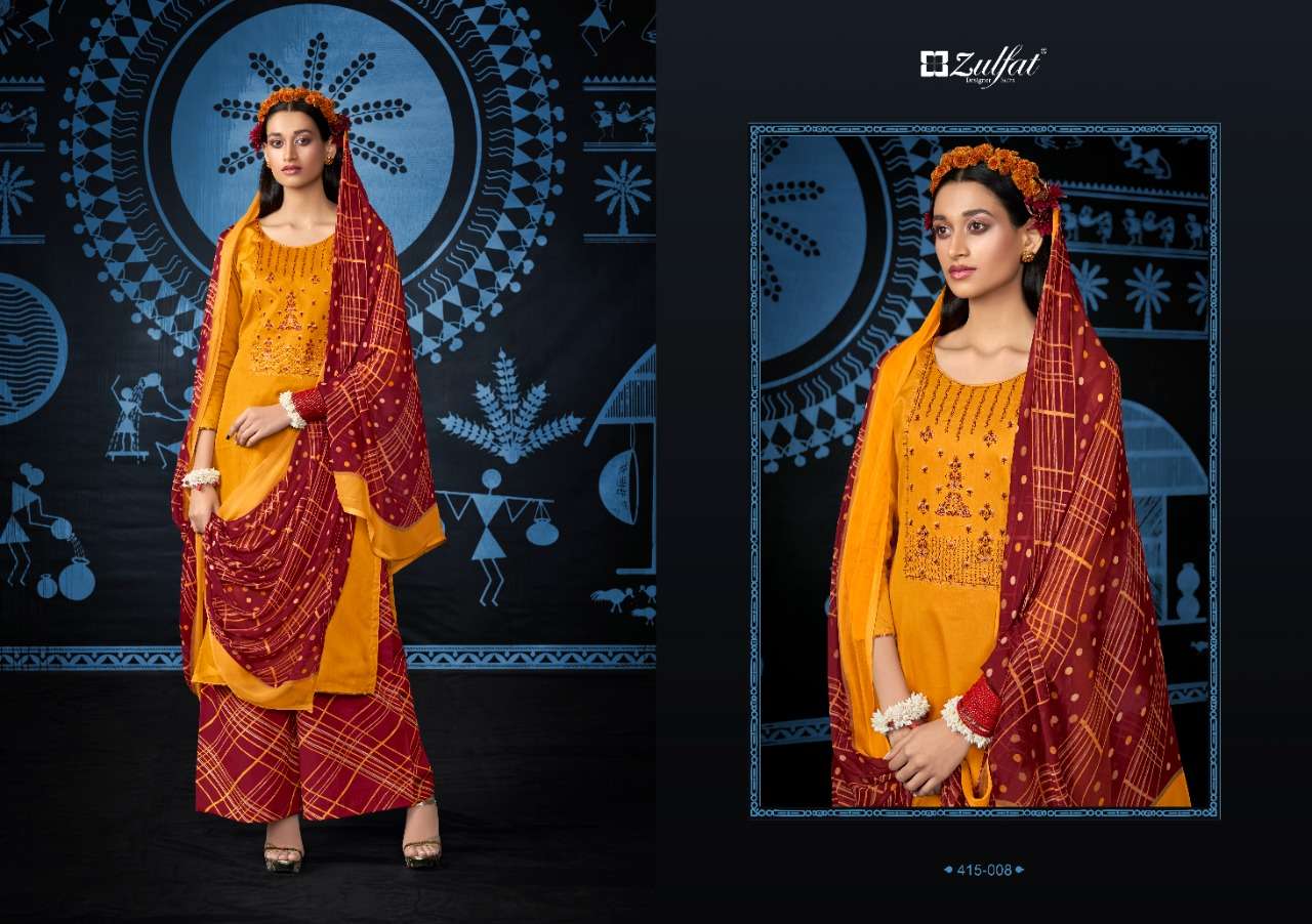 Zulfat Mandakini Catalog Festive Wear Jam Cotton Embroidery Dress Materials 