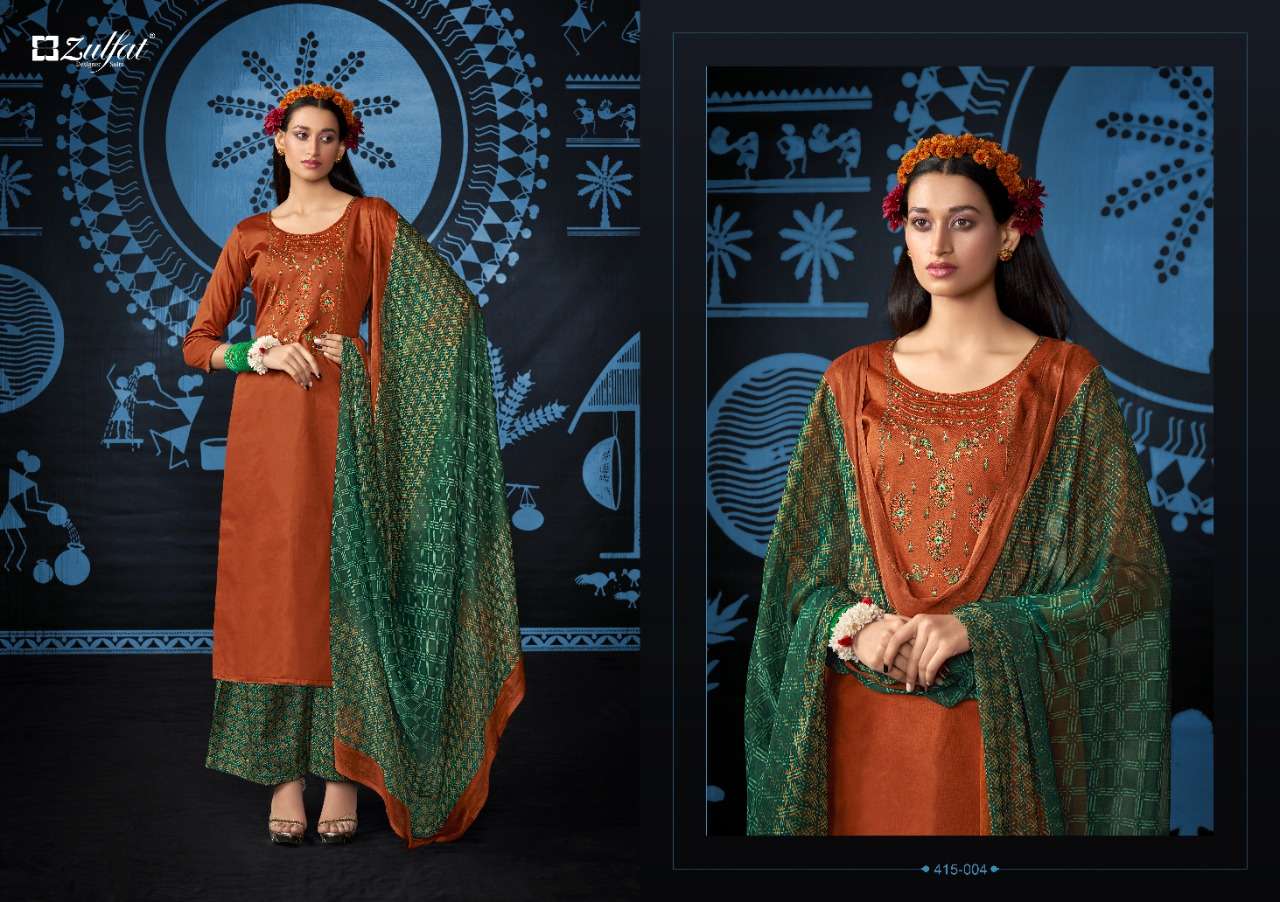 Zulfat Mandakini Catalog Festive Wear Jam Cotton Embroidery Dress Materials 