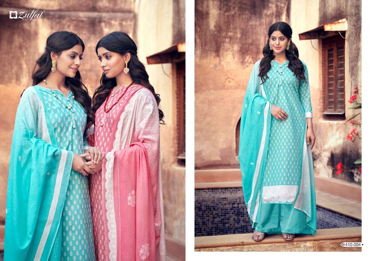 Zulfat Spring Catalog Summer Wear Pure Cotton Ladies Dress Materials