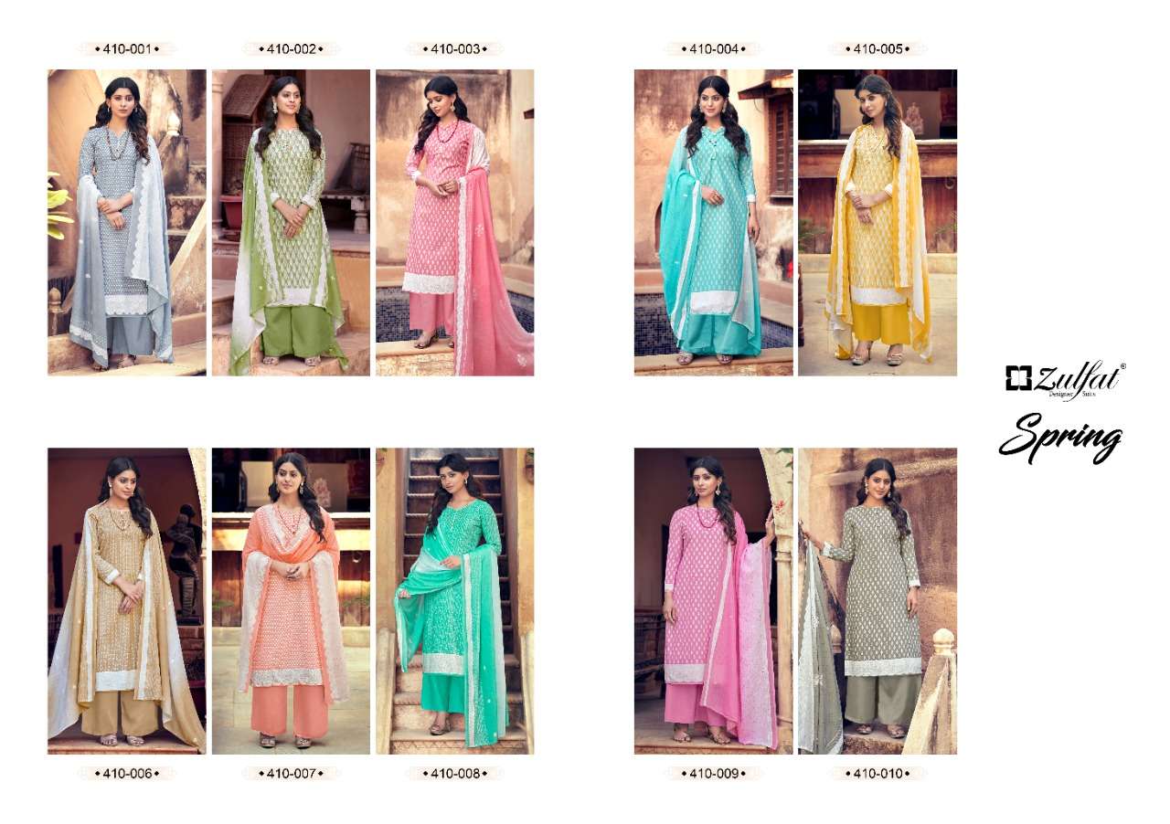 Zulfat Spring Catalog Summer Wear Pure Cotton Ladies Dress Materials