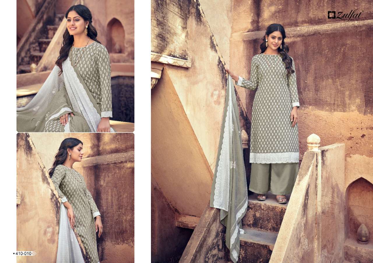 Zulfat Spring Catalog Summer Wear Pure Cotton Ladies Dress Materials