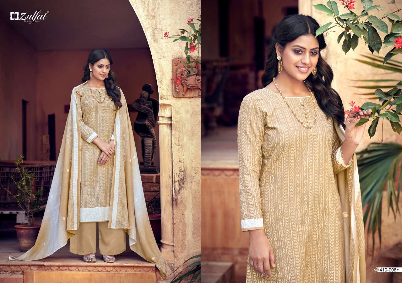 Zulfat Spring Catalog Summer Wear Pure Cotton Ladies Dress Materials