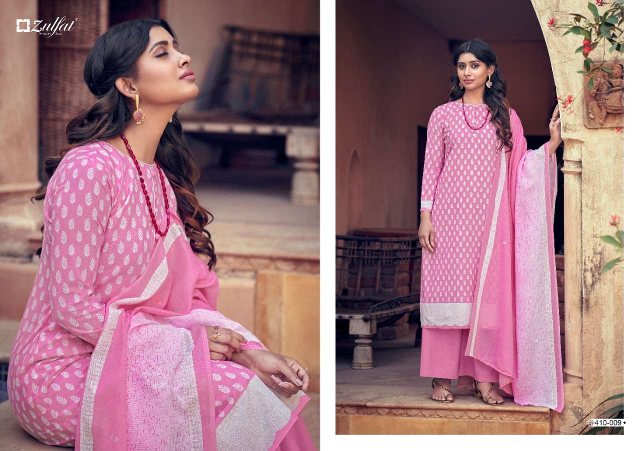 Zulfat Spring Catalog Summer Wear Pure Cotton Ladies Dress Materials