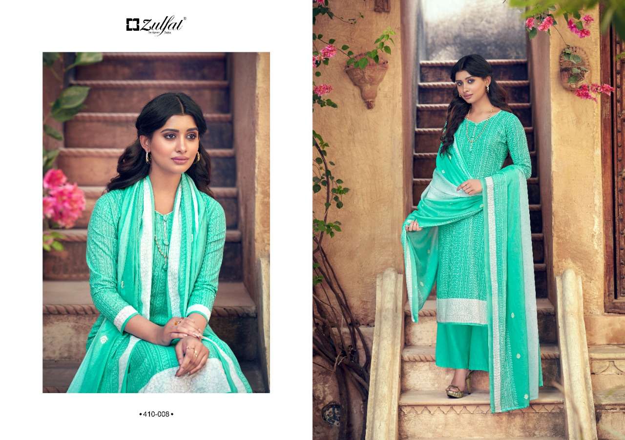 Zulfat Spring Catalog Summer Wear Pure Cotton Ladies Dress Materials