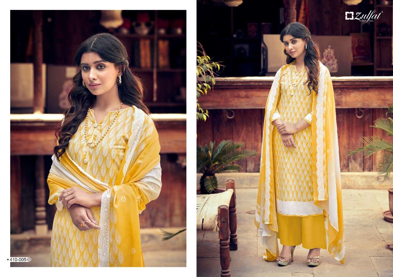 Zulfat Spring Catalog Summer Wear Pure Cotton Ladies Dress Materials