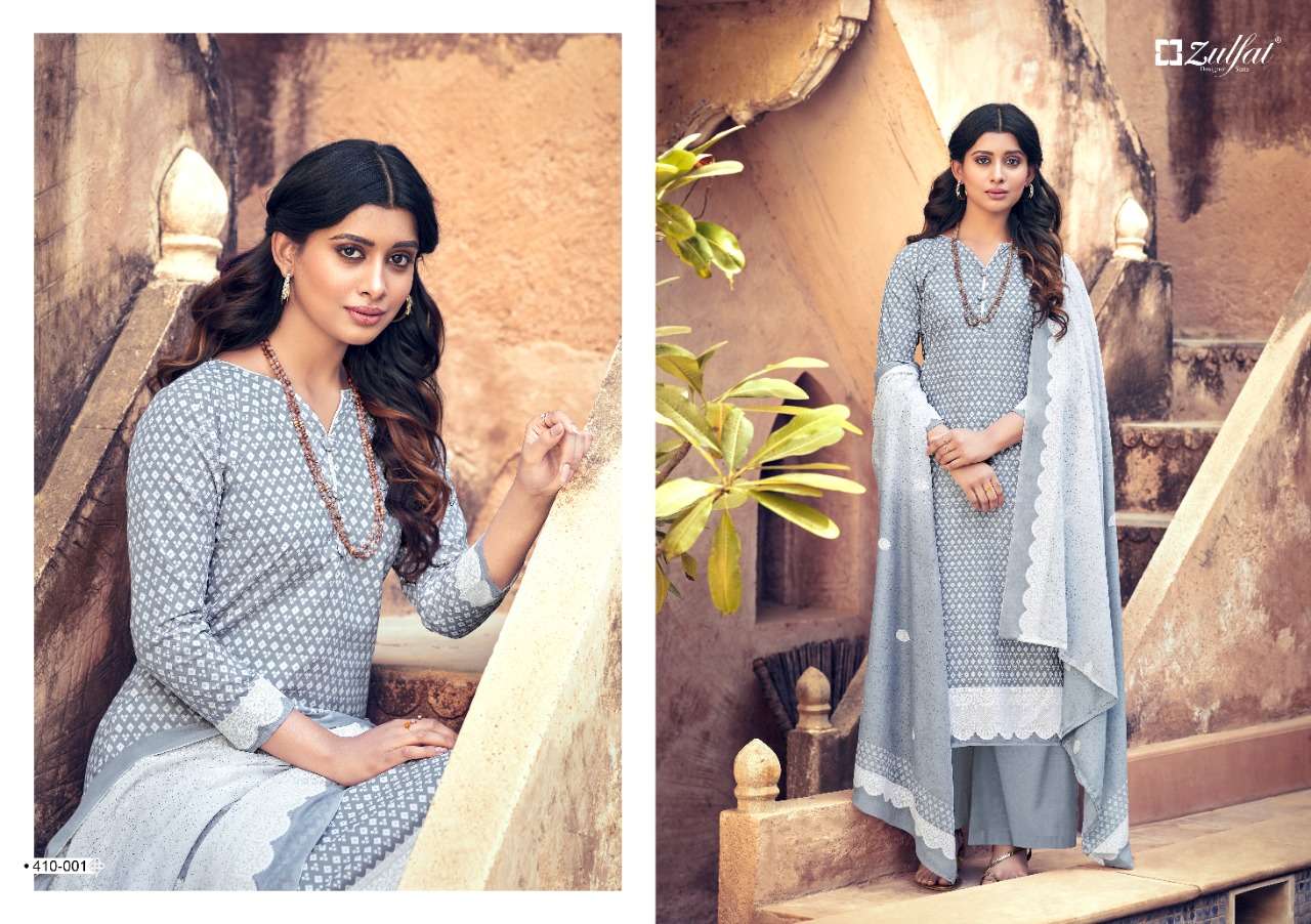 Zulfat Spring Catalog Summer Wear Pure Cotton Ladies Dress Materials