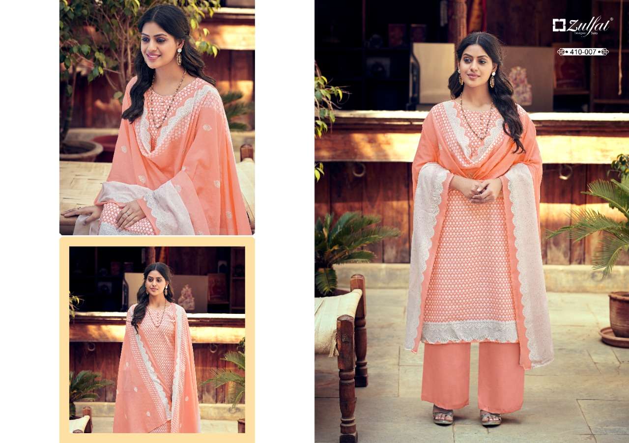 Zulfat Spring Catalog Summer Wear Pure Cotton Ladies Dress Materials