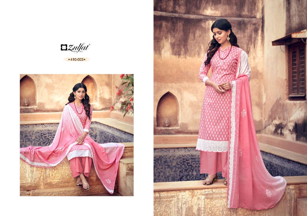 Zulfat Spring Catalog Summer Wear Pure Cotton Ladies Dress Materials