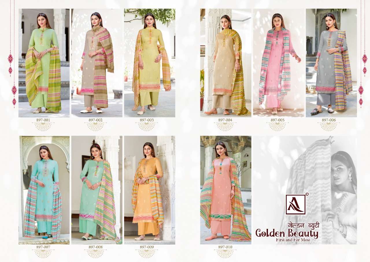 Alok Golden Beauty Catalog Festive Wear Jam Cotton Unstitched Ladies Dress Materials 
