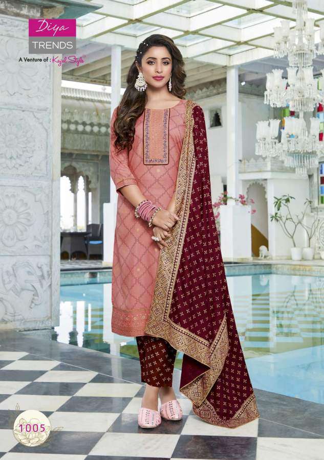  Diya Trends Alveera vol  1 catalog  Fancy Kurtis Pant With Dupatta 